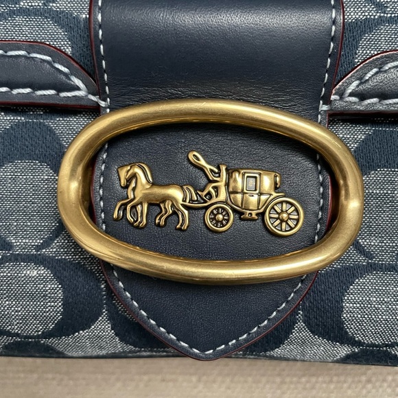 Coach Riley Top Handle 22 bag In Signature Chambray Denim Multi New - Picture 4 of 15